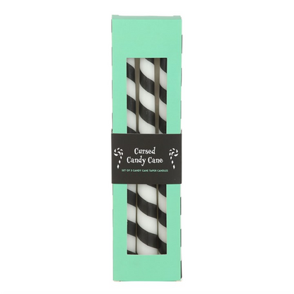 Set of 3 Black Candy Cane Taper Candles